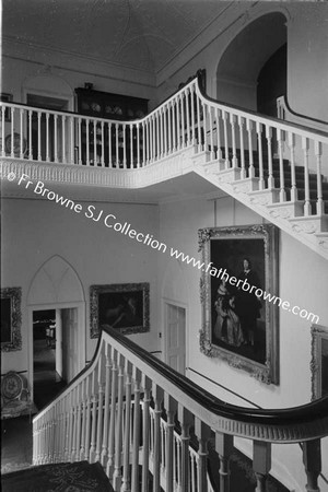 DUNSANY CASTLE STAIRCASE LOOKING DOWN FROM TOP LOBBY